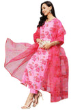 Gosriki Women'S Rayon Floral Printed Straight Kurta With Pant & Dupatta (Aamantran-Pink-Nw-Gs_M_Pink_Medium),Pink,,B0C3QWY8BH