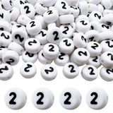 MIIIM 200 Pcs Serif Number 2 Beads for Bracelets, 4x7mm Round Number Beads 2 for Phone Digits, Keychains, Necklace (Digit 2)
