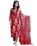 Gosriki Women'S Cotton Blend Printed Straight Kurta With Pant & Dupatta (Zuri Red-Gs_L_Red_Large),Red,,B0DHKQPQZL