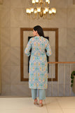 Gosriki Women'S Cotton Blend Straight Printed Kurta With Pant (Surili Blue-Gs_M_Blue_Medium),Blue,,B0D2Y7THFR