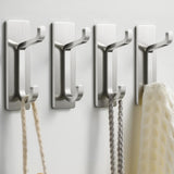 pickpiff Wall Hooks for Coat and Towel: 13LB Adhesive Door Hanger Stick on, Brushed Nickel
