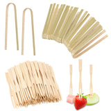 20pcs Small Disposable Bamboo Tongs & 200pcs Mini Forks for Appetizers, 4.7in Little Toaster Tongs for Cooking Serving Food Tiny