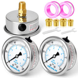 MEANLIN MEASURE 0~100Psi Stainless Steel 1/4 NPT 2.5 FACE DIAL Liquid Filled Pressure Gauge WOG Water Oil Air Back Mount (Pack o