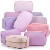 Sweetude 10 Pcs Preppy Makeup Bag Bulk Cosmetic Bag Bridesmaid Gift Wedding Day Bachelorette Party Favor Toiletry Pouch DIY PU L