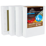 PHOENIX 8x10 Inch 4 Pack Gallery Canvas - 1.5 in Thick Small Canvases for Painting - Deep Edge 100% Cotton 11 Oz. Gesso Primed W