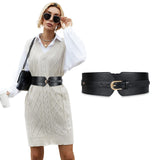 Palay Belt For Women Dresses, Black Pu Waist Metal Buckle Design