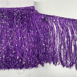 YYCRAFT 6 Hoogram Sequin Chainette Tassel Fringe Trim by The Yard Garland Dance Costume Trimming Party Decoration(5 Yards,Purple