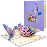 Hoojoot Humming Bird Greeting Card for Women, 3D Pop Up Birthday Card for Female, Pop-up Gift Card for for Daughter Wife Sister