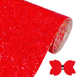 Greatdiy Sparkly Cherry Red Chunky Glitter Faux Leather Roll 12 x 52 inch Shiny Solid Color Christmas Fabric for DIY Bows Earrin