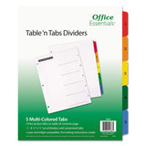 Office Essentials Table N Tabs Dividers Five Multicolor Tabs 15 Letter Set