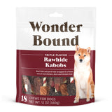 Amazon Brand - Wonder Bound Triple Flavor Chicken Rawhide Kabobs for Dogs, 12 oz., Pack of 18