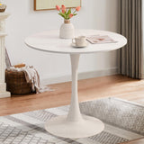 SoarTalent 31.5 Round Dining Table for 2 MDF Table Top and Heavy Metal Dining Table Leg for Kitchen Dining Room Apartment Small