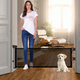 14 H Hideaway Short Dog Puppy Gate - Retractable Mesh Security Fence, Expands Up to 59 Inches - Ideal for Stairs & Doorways