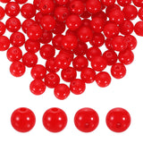 HARFINGTON 100pcs Red Acrylic Round Beads 8mm Dia 1.9mm Hole Plastic Resin Smooth Balls Loose Bead for Jewelry Making Bracelets