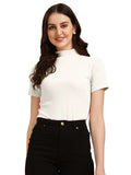 Wedani Women'S Casual Solid Top With Short Sleeves Western Top (Large White),White,L