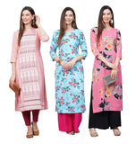 Anni Designer Women'S Crepe Straight Kurta Combo Pack Of 03 (Crepecombo_3_45_ Blue_S Blue_Small),Blue,S