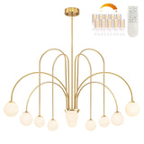 Bagood 10-Light Modern Sputnik Chandelier Gold Sputnik Chandeliers 43Globe Chandelier with White Globe Glass Mid Century Pen
