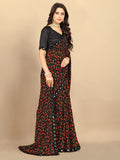Rangita Women Floral Printed Georgette Saree With Blouse Piece - Black (Size 5.5 Mtr)