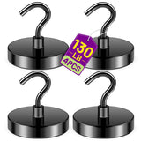 Niuknow Magnetic Hooks for Cruise Cabins, 130lbs Black Magnetic Hooks for Hanging Mugs, Strong Magnets Heavy Duty, Cruise Ship M