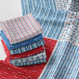 Nautical Patchwork Fabric Panel 100x155 cm - 100% Cotton Satin, 6 Coordinated Marine Prints on One Continuous Sheet for Quilting