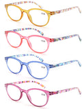MODFANS Reading Glasses Women 4 Pack Fashion Ladies Readers 3.0 Strength,Women's for Reading Comfort Spring Hinge Arm Eyeglasses