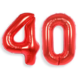 AULE 40 Inch Big Red Foil 40 Number Balloons for Women Large 40th Happy Birthday Decorations Giant Huge Helium Mylar 40rh Annive