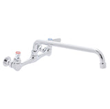 DuraSteel Kitchen Sink Faucet Wall Mount - DuraSteel 8 Center Commercial Kitchen Sink Faucet with 12 Swivel Spout - Dual Lever Handles - Brass Constructed & Chrome Polished
