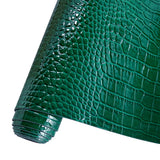 HYANG Green Glossy Embossed Crocodile Texture PU Faux Leather Roll 11.8 x 53 Very Suitable for Making Crafts, Leather Earrings,