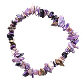 Zenergy Gems [1 CHARGED Premium 7 Natural Charoite Crystal Chip Bead Bracelet + Selenite Heart Charging Crystal Included (RELEAS