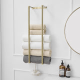 BWE Brushed Gold Towel Racks for Bathroom Wall Mounted Bathroom Towel Holder 304 Stainless Steel Bathroom Organizers and Storage