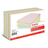 Staples 916405 5-Inch x 8-Inch Line Ruled Assorted Pastel Index Cards 300/Pack (50995)