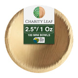Charity Leaf Disposable Palm Leaf 2.5 Round Mini Bowl (100 pcs) Dipping Bowls | Bamboo Like| All Natural and Biodegradable | Cha