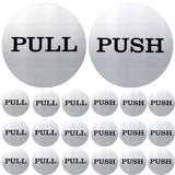 20 Pieces/ 10 Pairs 2'' Round Push Pull Door Signs Safety Stickers Bulk 304 Stainless Steel Push Pull Labels for Office Home Sto