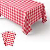 iCrius 3 Packs Gingham Tablecloth Red and White Checkered Tablecloths 54 x 108 Inches Disposable Plastic Gingham Tablecovers Wat