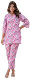 LookMark Women's Trendy Printed Cotton Blend Straight Pink Color Kurta and Palazzo Set (AZ-LM-P1-KS2075 Pink-M)