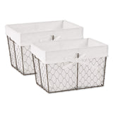 Medium Vintage Grey Chicken Wire Bleached White Liner Basket Set/2