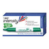 BIC Intensity Low Odor Dry Erase Marker, 12 Pack, Chisel Tip, Tank, Green, Erases Cleanly, NonToxic Markers