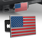 THOCAC Premium American Flag Metal Trailer Hitch Cover - Fits 2 Inch Receivers, Compatible with Pickup, SUV, Jeep, Cars, Trucks