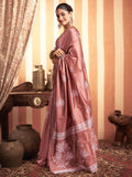 Satrani Women'S Silk Blend Banarasi Jacquard Saree With Unstitched Blouse Piece (3882S197N_Dusty Rose Pink3)