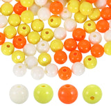 HARFINGTON 100pcs Cream Yellow Acrylic Round Beads 8mm Dia 1.9mm Hole Plastic Resin Smooth Balls Loose Bead for Jewelry Making B