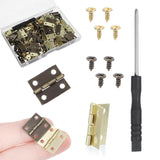 Yuanchu 60 Sets Small Hinges with Screws, 0.6 Inch Mini Hinges 270 Folding Iron Hinge Mini Hinges for Wood Jewelry Box Hardware