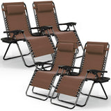 Nestl Zero Gravity Chairs Set of 4, Patio Lounge Chair Outdoor with Pillows & Cup Holder Trays, Adjustable Steel Mesh Reclining