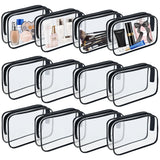 YOQIVEXU 12 Pieces Clear Makeup Bags, TSA Approved Toiletry Bag for Travel, PVC Clear Cosmetic Pouch with Zipper, Waterproof Vin