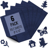 6PCS Felt Fabric Sheets 9 x 12 - 1.6mm Thick Soft Felt for Craft Sewing DIY Patchwork Art Projects Decorations (Navy Blue)