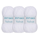 Estako Velvet (3- Skeins Pack) Chenille Blanket amigurumi Yarn for Crocheting and Knitting Super Bulky 3x100 gr (3x132 yds) (111