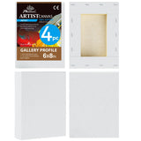 PHOENIX 6x8 Inch 4 Pack Gallery Canvas - Small 1.5 in Thick Canvases for Painting - Deep Edge 100% Cotton 11 Oz. Gesso Primed Wh