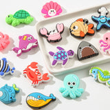 BERMRO 20pcs Silicone Focal Beads Ocean Style Focal Bead Bulk Fish/Turtle/Starfish Beads for Bead Pens Jewelry Bracelet Making D