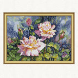 Heavenglow Cross Stitch Patterns Hand Crafts For Adults Kids Vintage Rose 59 X 44 Cm|1 Set Cross Stitch Kit (Without Frame)|Cr