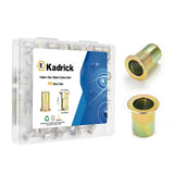 100Pcs Kadrick M6 Rivet Nuts,Metric Carbon Steel Flat Head Threaded Insert Nuts Rivnuts