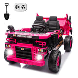 12V Kids Ride on Dump Truck 2-Seater, Electric Ride on Toy Car Construction Vehicle Truck for Girls, Remote Control, Key Start,